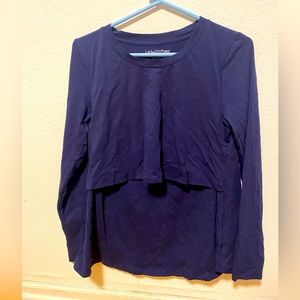 Latched Mama large  Navy Blue Nursing Too Long Sleeve Shirt Breastfeeding